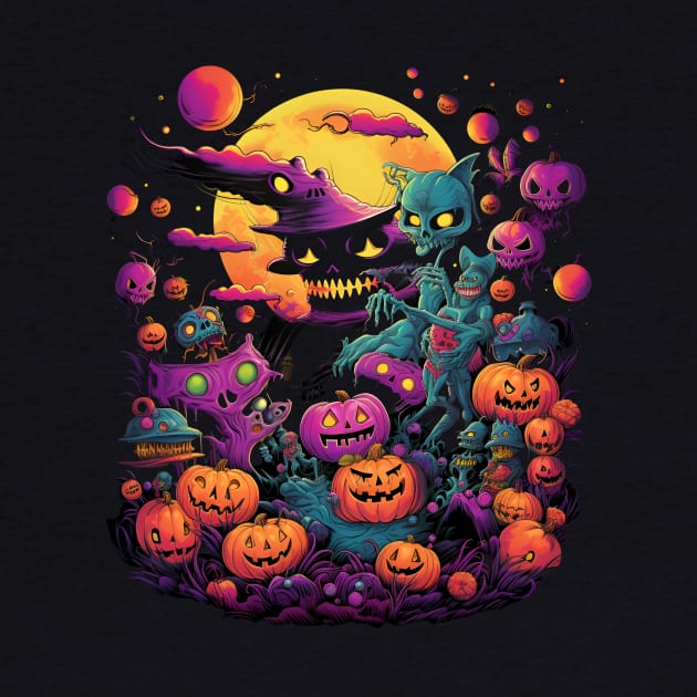 Ethereal Allure of Halloween: Vibrant Neo-Traditional Monsters Under the Full Moon by naars90